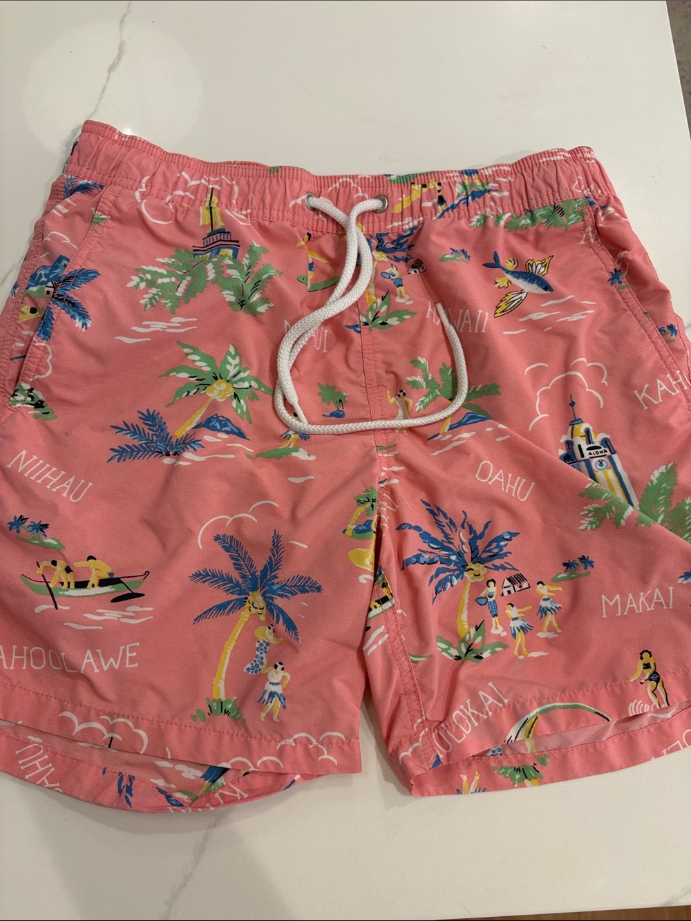 J. Crew Pink Hawaiian-Print Swim Shorts